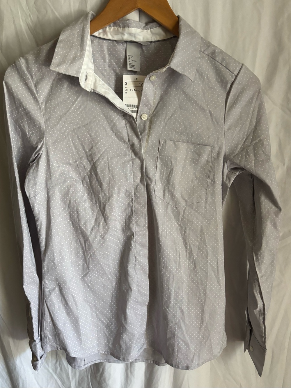 H&M Light Gray Microdot Button-Up Shirt